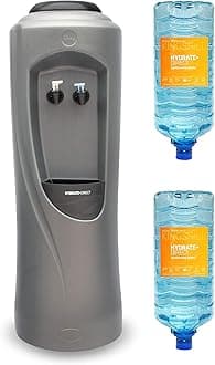 Hydrate Direct Core Water Cooler Package 1 | Water Dispenser Plus 2 x 15L Bottles of Natural Mineral Water, Ambient & Cold Temperature, Grey/Silver