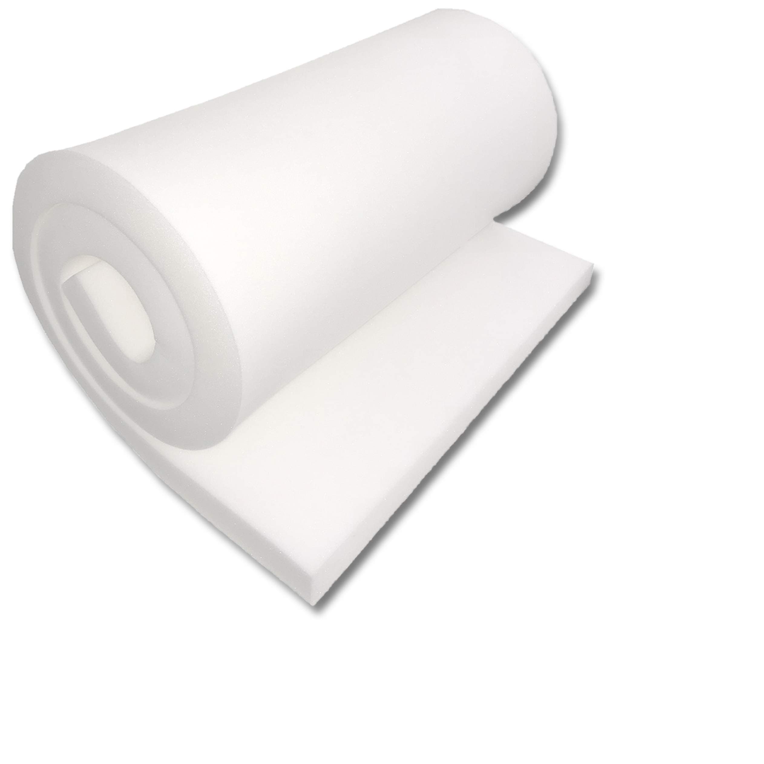 High Density 3" Height x 30" Width x 72" Length Upholstery Foam Sheet, White