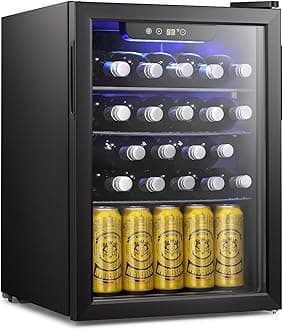 Antarctic Star 24 Bottle Wine Cooler/Cabinet Beverage Refrigerator Mini Fridge Small Wine Cellar Soda Beer Counter Top Quiet Compressor Digital Freestanding Clear Glass Door for Office