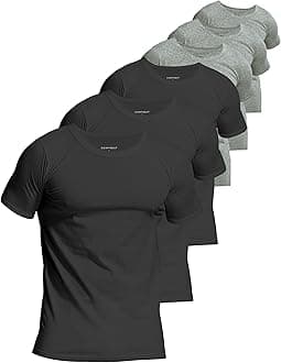 Comfneat Men's 6-Pack Pure Cotton Undershirts Comfortable Crew Neck T-Shirts