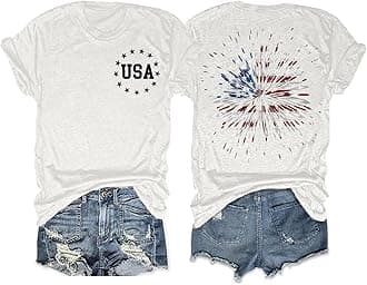 AnbechWomens Western Graphic Cowgirls Shirt Rodeo Print Tops Short Sleeve Cowboy Tops