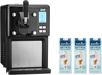 Cooks Professional Luxury Soft Serve Ice Cream Maker | 1.5L | Self-Cooling Compressor | Auto Cleaning | Digital Display | Perfect for Whippy Sundaes & Desserts | Includes 3 x 1L Dairy-Free Vegan Mix