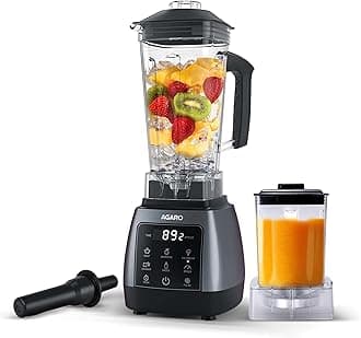 AGARO Royal Professional Blender/Grinder/Mixer, 2000W, 5 Preset Function, Commercial heavy duty blender, High Power & Speed Blender, 9 Speed Settings, Pulse & Timer, 2L & 600ml Small Grinding Jar