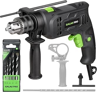 GALAX PRO 4.5Amp 0-3000RPM Corded Hammer Drill, 5pcs Bit, Hammer and Drill 2 Functions in 1 with 12 Variable Speed, 1/2 Inch Keyed Metal Chuck, 360°Rotating Handle