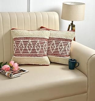 Furnistitchs Premium Decorative Throw Cushion Pillow Cover Boho Home Decor - Living Room Bedroom Couch Sofa Cushion Covers 16 inch x 16 inch (2, Maroon Kites)