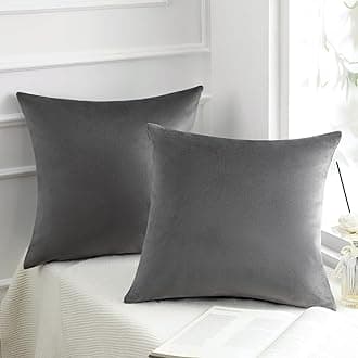 Phantoscope Velvet Throw Pillow Covers, Set of 2, Simple Cushion Covers, Solid Colors, Pleasant Texture, Velour, Light Dark Gray, 17.7 x 17.7 inches (45 x 45 cm)
