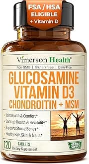 Glucosamine Chondroitin with Vitamin D3 2000IU – FSA Eligible Joint Supplements for Men & Women – Joint Health, Hair Skin Nails, Bone Health & Comfort with MSM, Vit D, Bromelain & Boswellia – 120 Tabs