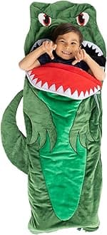 Bixbee Kids Sleeping Bag, Dinosaur Sleeping Bag for Kids 3+, 60 x 22 Inches, Soft Toddler Sleeping Bag with Carrying Handle | Machine Washable Soft Slumber Bag for Naptime, Daycare