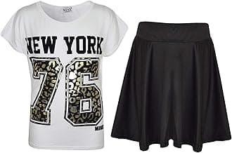 A2Z 4 Kids Girls T-Shirt and Skater Skirt Set Short Sleeve Top and Flared Skirt Outfit Stylish Summer Clothing for Kids Casual Matching Set for Holidays, Parties, Everyday Wear Age 5-13