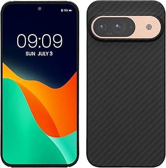 kalibri Aramid Fiber Case Compatible with Google Pixel 9 - Case Super Slim Strong Protective Phone Cover - Black Matte