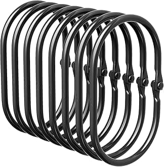 Shower Curtain Rings, Bathway Shower Curtain Hooks, Black Shower Curtain Hooks Rings Rust Proof, Anti-Drop Smooth Shower Rings for Curtain, 12 Pcs Metal Shower Hooks for Shower Curtain Rod