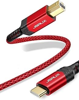 JSAUX USB B to USB C Cable 6.6ft, USB C Printer Cable Compatible with MacBook Pro, HP, Epson, Canon, Brother, Lexmark, Xerox Printers and Scanner-Red