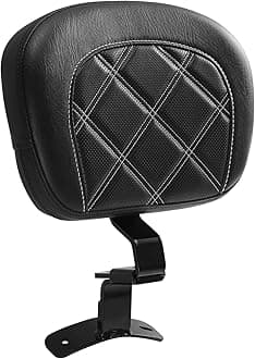 TCT-MOTORPARTS Driver Rider Backrest Pad Fit for Harley Touring Road King Street Road Electra Glide Ultra 2009-2023 White Stitching