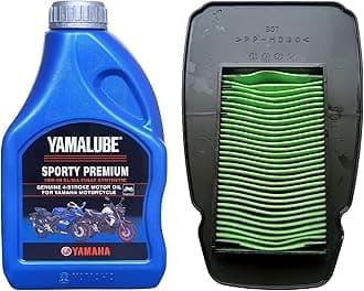 YAMAHA Yamalube Sport Motorcycle Premium 4 Stroke Fully Synthetic Engine Oil & Oil Filter/Cleaner Element Assy (10W40)