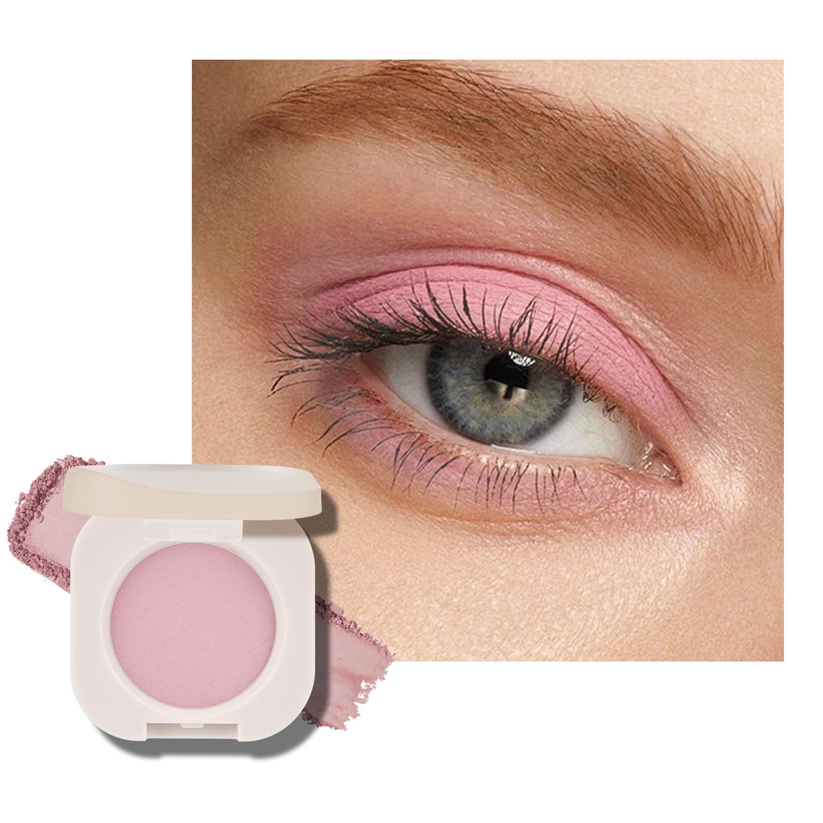 KYDA Pink Matte Eyeshadow Single, Multiuse Eyeshadow for Eyes and Cheeks, Buildable Matte Color Mini Eyes Makeup, Ultra-fine Lightweight, Crease-proof High Pigmented Formula, Half Pink
