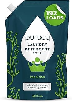 - Puracy Laundry Detergent Refill - Enzyme-Powered Liquid Detergent Concentrate, Natural Laundry Detergent Seen on TikTok, Non-Toxic (Free & Clear, 48 fl oz, 192 Loads)