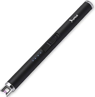 Lighter Electric Candle USB Type C Rechargeable Lighter with Upgraded LED Battery Display Safety Switch Flameless Plasma Windproof for Cooking BBQs Fireworks