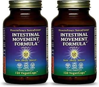 HEALTHFORCE SUPERFOODS Intestinal Movement Formula - Natural Laxative Supports Bowel Regularity - All-Natural Digestion Supplement to Support Constipation - Gluten-Free & Vegan - 120 Caps (Pack of 2)