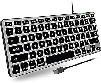 Backlit Wired Keyboard for Mac | Compatible Apple Keyboard (Small and Compact) Comfortable All Day Typing USB Keyboard for MacBook Pro/Air, iMac, Mac Mini/Pro (Space Grey)