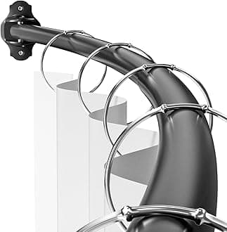 Curved Shower Curtain Rod, Adjustable 40-72 inches Extra Wide Curved Shower Rods for Bathroom, Rust proof Shower Rod, Premium Stainless Steel Curved Curtain Rod for Shower, Bathtub, Black