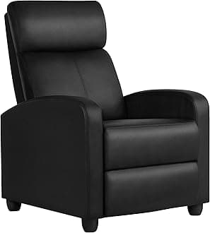 Recliner Armchair Single Padded Seat PU Leather Sofa Lounge Home Living Room Theater Adjustable Leg Rest and Reclining Functions Black