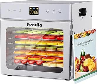 Dehydrators for Jerky, 8 Stainless Steel Trays, 600W Fruit Dehydrator, 24H Timer and 190°F Temperature Control, Overheat Protection, Food Dryer for Jerky, Herbs, Fruit, Dog Treats