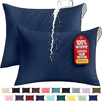Utopia Bedding Premium 100% Waterproof Pillow Protectors with Zipper King Size (Set of 2), Bed Bug and Dust Mite Proof Zippered Pillow Covers, Pillow Encasement Cases, Navy