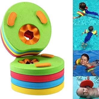 Kids Arm Float Discs,4 Pcs EVA Swimming Arm Float Ring Swim Float Colorful Discs Armbands Floating Sleeves Buoyancy Circles Rings,Kids Pool Baby Circles Summer Swimming Supplies,18.6*2.2cm