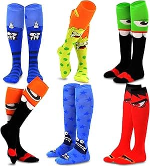 Colorful Halloween Party Monster Socks 6Pairs Knee High