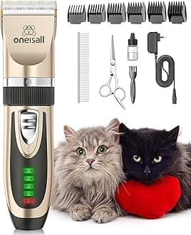 Quiet Cat Clippers for Matted Hair, 2-Speed Cordless Cat Grooming Kit Low Noise Pet Clipper Shaver for Dogs Cats Animals (Gold)