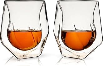 Viski Double-Walled Aerating Tulip Tumbler Set of 2, 7 oz, Borosilicate Glass