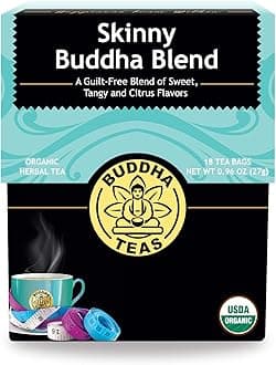 Organic Skinny Buddha Blend Tea - Kosher, Contains Caffeine, GMO-Free - 18 Bleach-Free Tea Bags