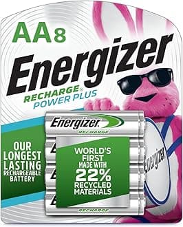 Energizer Power Plus Rechargeable AA Batteries (8 Pack), Double A Batteries