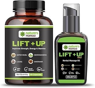 Nature's Maniaa Lift-Up Natural Massage Oil 50 ml And Lift Up Capsule 60 Pies With Pure and Natural Ingredients, No side Effects
