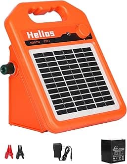MINI250 15 Miles Solar Electric Fence Charger, 0.25 Joule Solar Fence Charger for Livestock, Pigs, Horses, Cattle Sheep, Solar Powered Electric Fence with Day or Night Mode, Easy Installation