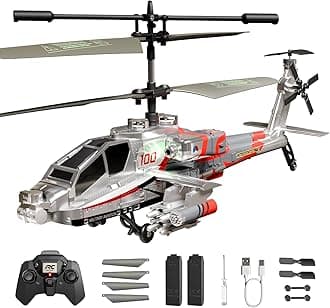 XIKOTEC XK1 Silvery 2.4GHz 3.5 Channel RC Helicopter, Military Style, Altitude Hold, LED Light, For Kids & Adults, Unisex, Ages 6+