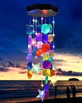 Toodour Solar Decorative Lights Outdoor, Colorful Shells Lights Gifts for Mom Grandma Women Wife Girls, Solar Wind Chimes Outside Decorative Mobile Light for Holiday Garden Porch Yard Window Decor