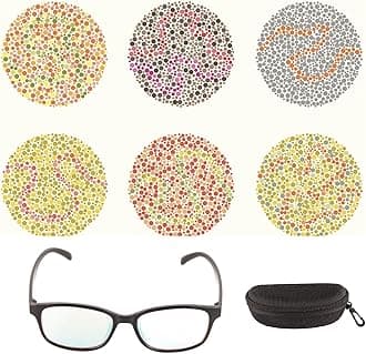 Color Blind Glasses for Men Women, Red Green Colorblind Correcting Glasses with Case, Transparent Black Frame Colorblindness Color Correcting & Enhancing Eyeglass for Indoor Outdoor