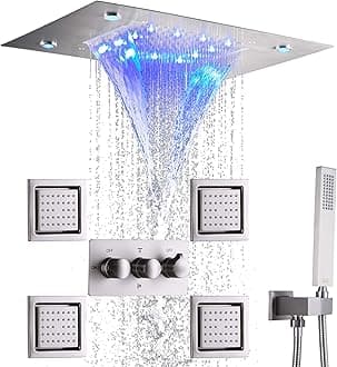 14X20 inch Waterfall And Rain LED Shower System