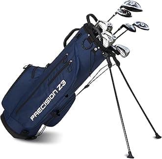 PGM Men’s Complete Golf Club Set, 10/13-Piece Beginner Set with 460cc Driver, Fairway Woods, Hybrid, Irons (Graphite or Stainless Steel), Putter & Stand Bag, Right or Left Handed Options