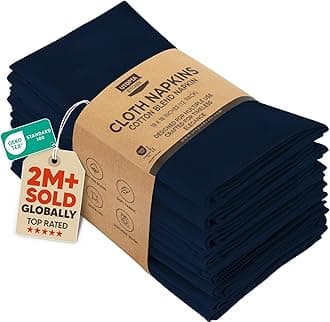 Utopia Kitchen Cloth Napkins [12 Pack] 46x46cm, Cotton Blend Washable and Reusable Table Dinner Napkins for Hotel, Lunch, Restaurant, Weddings, Event and Parties (Navy)
