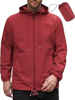 Rain Jacket Men Packable Waterproof Raincoat with Hood Lightweight Windbreaker for Hiking Cycling Golf