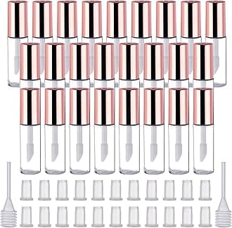 Pangda 25 Pack 1.2 mL Empty Lip Gloss Tubes Containers Clear Mini Refillable Lip Balm Bottles with Rubber Inserts and Transfer Pipettes for Lip Samples Travel Split Charging DIY Makeup (Rose Gold)