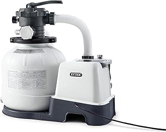 INTEX 2,100 GPH Krystal Clear Sand Filter Pump and Saltwater Pool Chlorine System for Above Ground Pools, Pool Cleaner System with Automatic Timer
