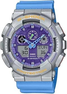 Casio GA100EU-8A2 Men's Classic Vibrant Color Alarm Chronograph G Shock Watch