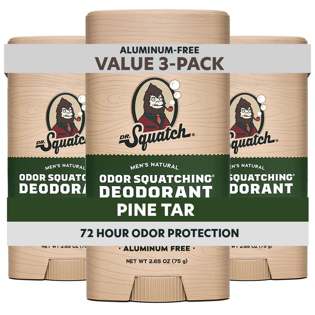 Natural Deodorant for Men 3 Pack Pine Tar – Odor-Squatching Men's Deodorant Aluminum Free (2.65 oz, 3 Pack)
