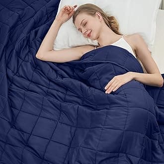 Navy Weighted Blanket for Adults (25lbs, 88"x104" Cal King) - Cooling and Breathable Heavy Blankets for 220-280lbs with Premium Glass Beads - Soft Thick Blanket for All-Season Sleeping Comfort