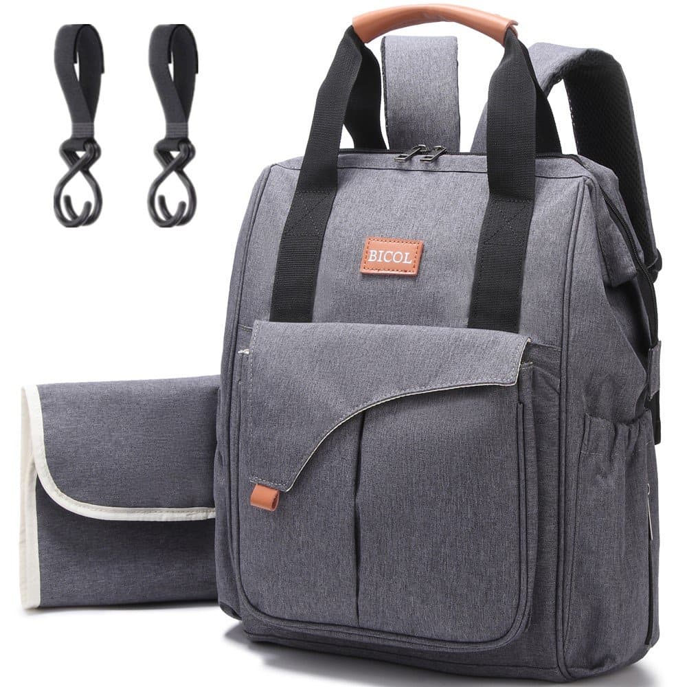 Baby Changing Backpack with Changing mat - Multifunctional, Large Capacity Baby Bag for on The go - no Formaldehyde, Grey