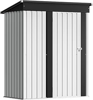 Devoko Outdoor Storage Shed 5 x 3 FT Lockable Metal Garden Shed Steel Anti-Corrosion Storage House with Single Lockable Door for Backyard Outdoor Patio (White)
