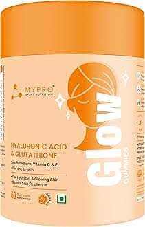 Glow Skin Gummeis | with Glutathione&hyaluronic Acid,sea Buckthorn,vitamin C & E | to Support Healthier&youthful Skin Health | Natural Orange Flavoured for Men&women (60 count